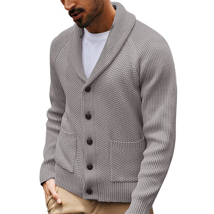 Men's knit jacket with textured design and practical shawl collar Chic and Style