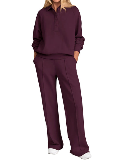 Chic and Style loose leisure pants and women's polo shirt