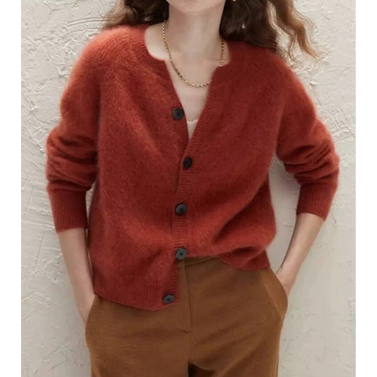 Cardigan Boutonné Tricoté Confort Femme Chic und Stil