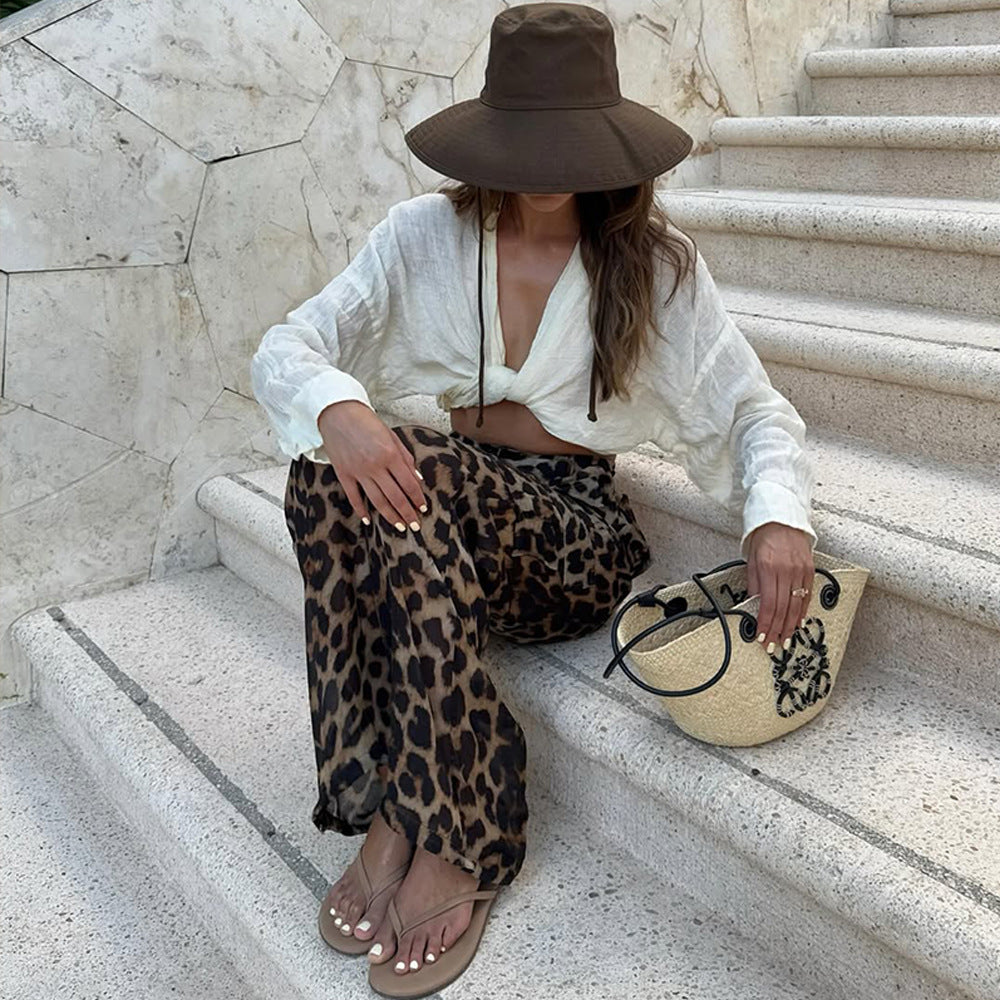 Leopard print cargo pants for women with a loose fit Chic and Style
