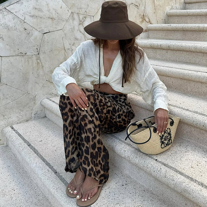 Leopard print cargo pants for women with a loose fit Chic and Style
