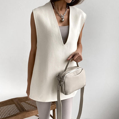 Dames gelaagde vest met diepe V-hals en tailleband Chic und Stil