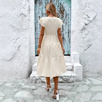 Robe maxi femme avec des détails froncés et une taille mi-haute Chic und Stil