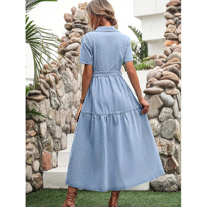 Robe en jean pour femme avec ceinture ajustable et poches latérales Chic und Stil