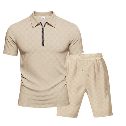 Hommes Ensemble de sport à manches courtes avec design structuré de haute qualité Chic und Stil