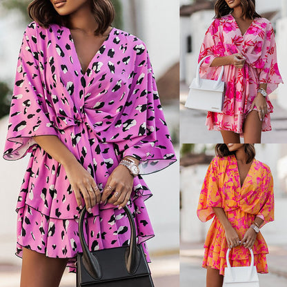 Robe mini fluide à volants pour femmes avec détail à nouer Chic und Stil