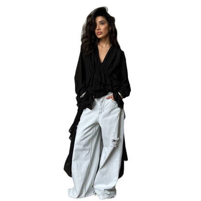 Robe maxi élégante et fluide pour femmes avec une coupe ample et des détails froncés Chic und Stil