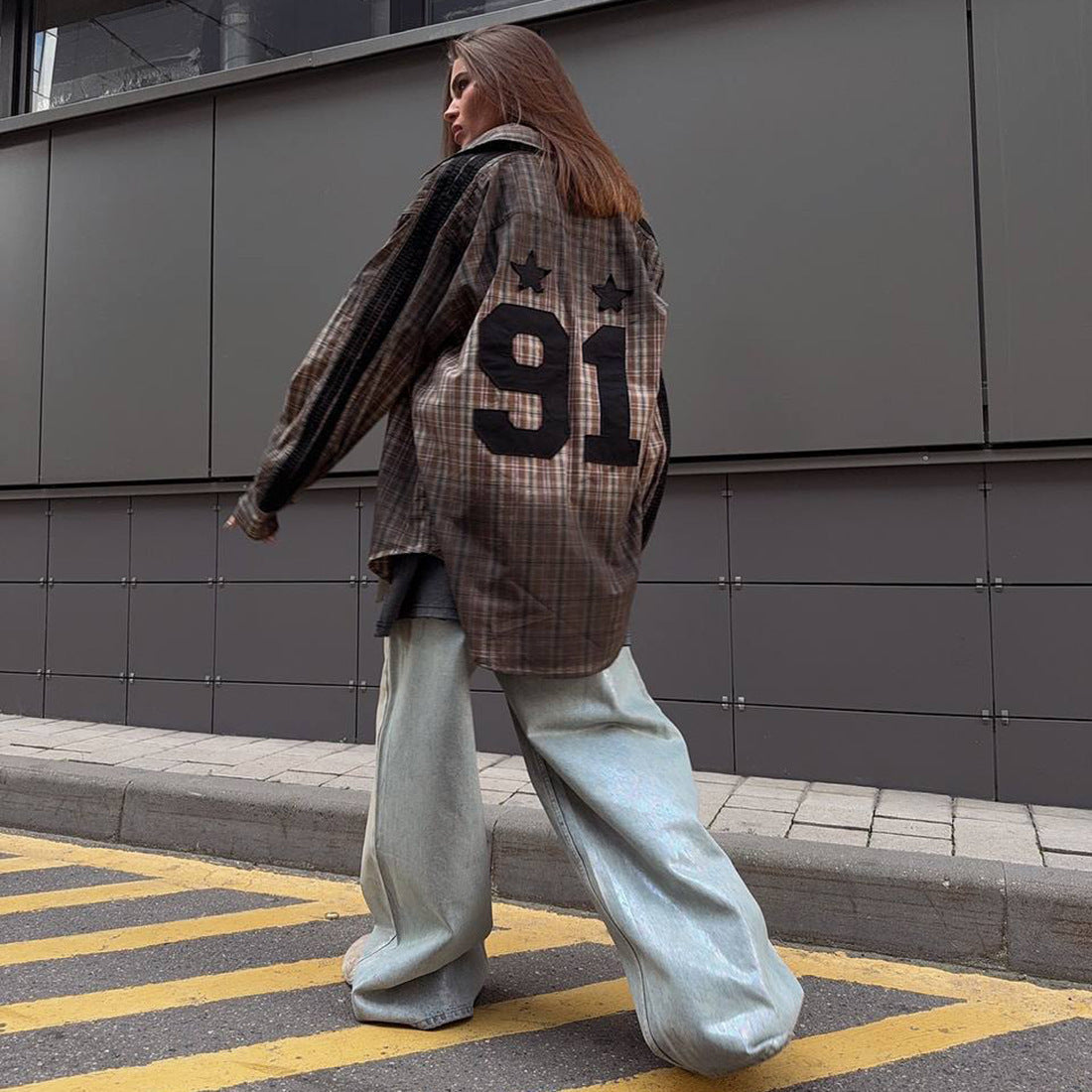 Chemise overshirt à carreaux décontractée pour femmes Chic und Stil