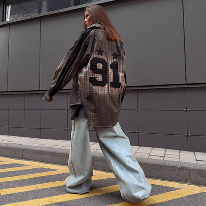 Chemise overshirt à carreaux décontractée pour femmes Chic und Stil