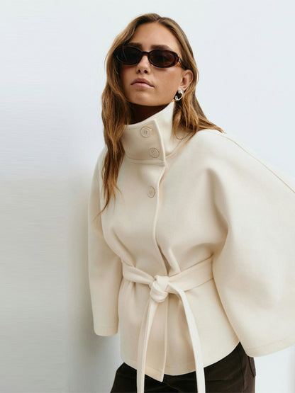 Femme Veste Cape Élégante avec Ceinture Chic & Stil