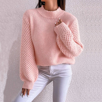 Pull-over oversized douillet pour femmes avec motif structuré et col roulé Chic und Stil