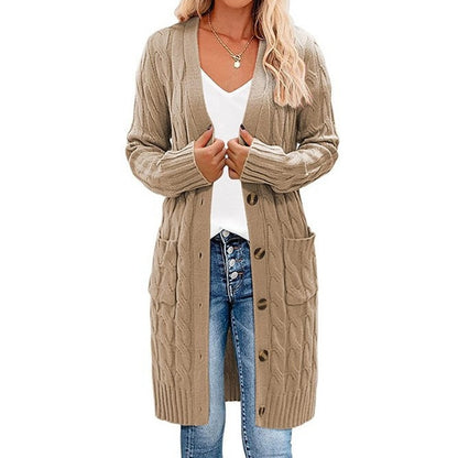 Cardigan femme en gros tricot avec poches et détails de boutons Chic und Stil