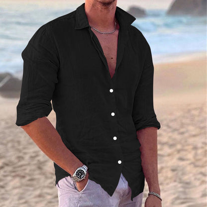 Hommes Chemise Décontractée Légère en Lin Boutonnée Chic und Stil