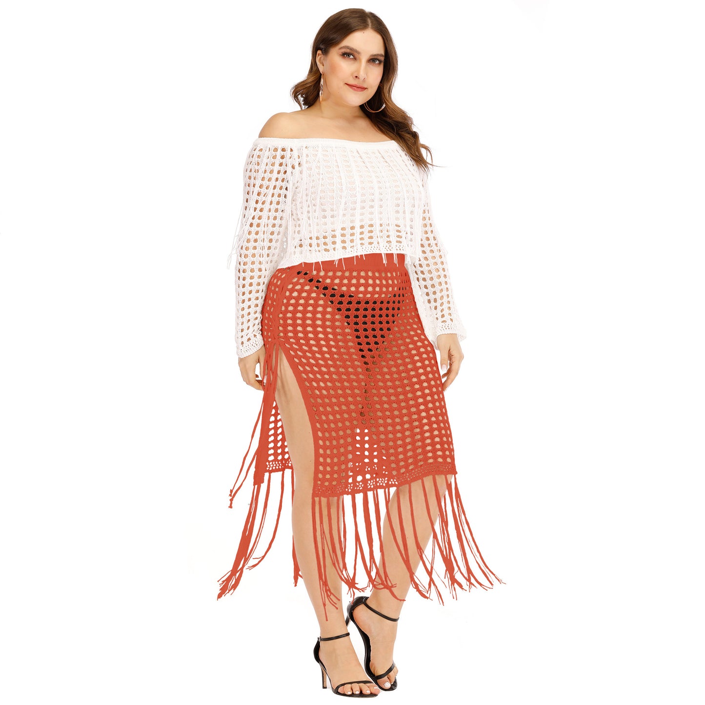 Dames Crochet Franges Plage Dérobé Set Chic und Stil
