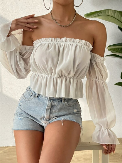 Dames blouse off-shoulder avec des manches amples Chic und Stil