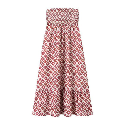 Robe maxi femme avec ourlet en dentelle élastique et mélange de motifs ludique Chic und Stil