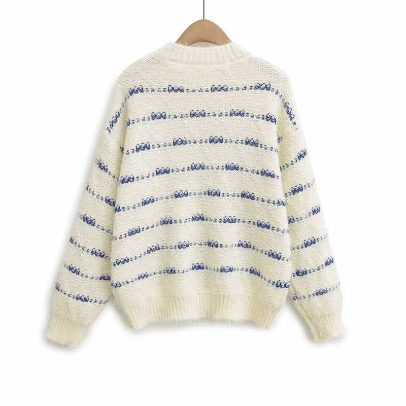 Damen weicher und trendiger Strickpullover mit gestreiftem Design Chic und Stil