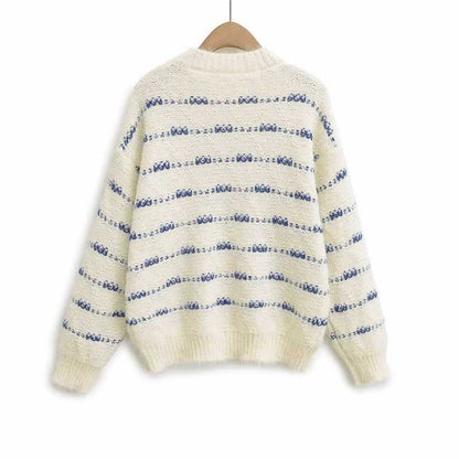 Damen weicher und trendiger Strickpullover mit gestreiftem Design Chic und Stil
