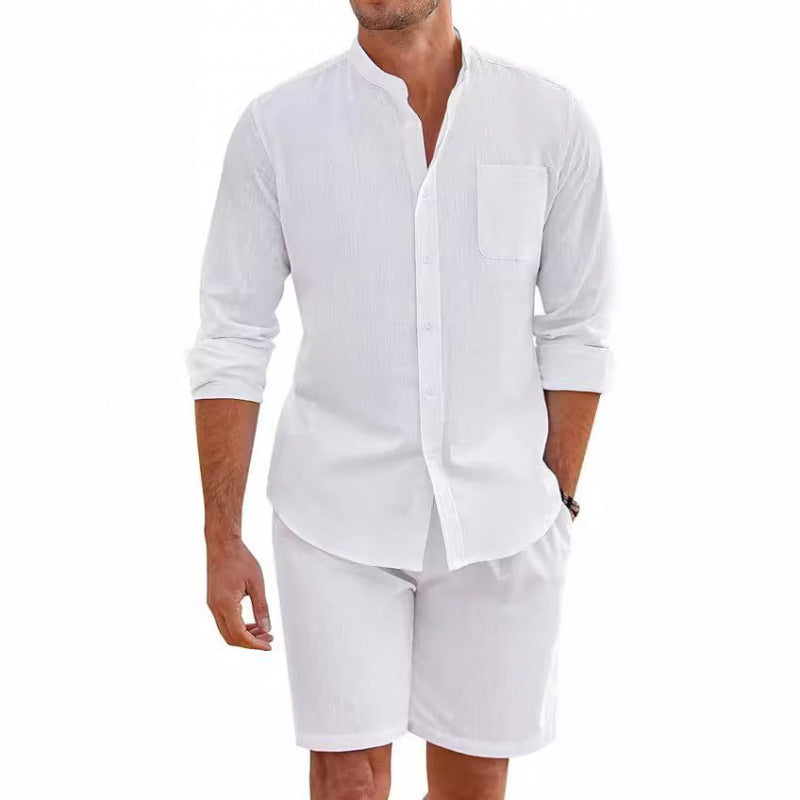Chemise en lin légère pour hommes avec shorts assortis Chic und Stil