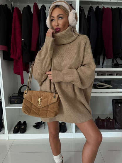 Pull-over en tricot surdimensionné pour femmes avec col roulé Chic und Stil