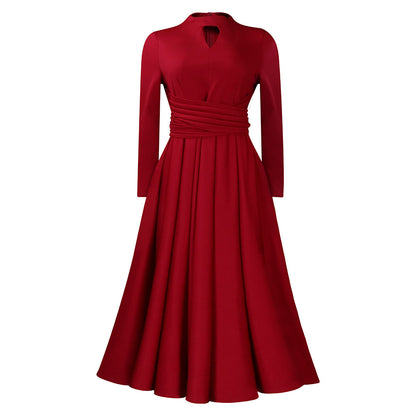 Robe maxi élégante pour femmes avec volants cintrés et manches longues Chic und Stil