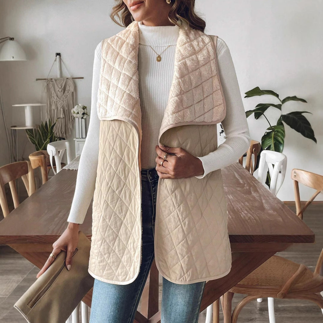 Dames Élégante gilet matelassé avec col large et poches pratiques Chic und Stil