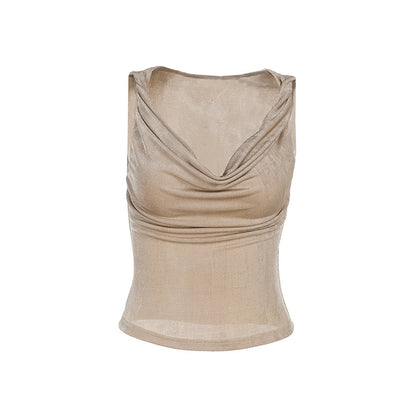 Dames Cowl Neck Rippt Tanktop Chic und Stil