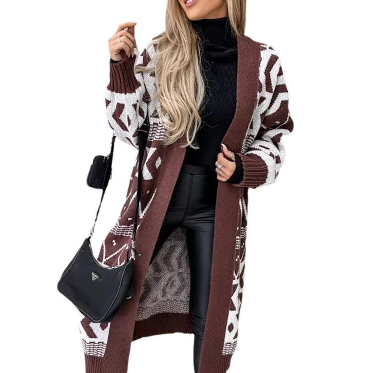 Cardigan femme en grosse maille avec motif graphique et coupe ouverte Chic und Stil