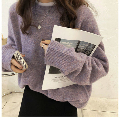 Dames Pull oversized épais avec col haut et tricot côtelé Chic und Stil