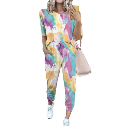 Dames combinaison décontractée légère avec un motif tie-dye frappant et des poches pratiques Chic und Stil