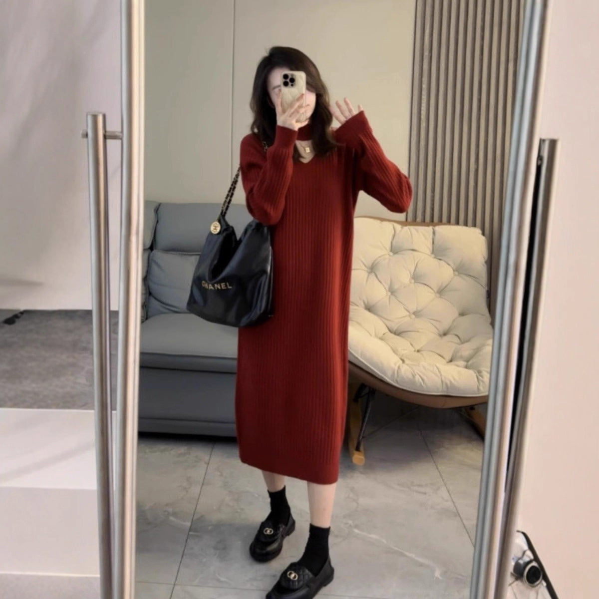 Robe en tricot pour femmes avec une élégante structure côtelée Chic und Stil