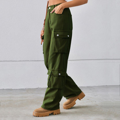 Women's High Waist Cargo Pants with Practical Pockets Chic und Stil