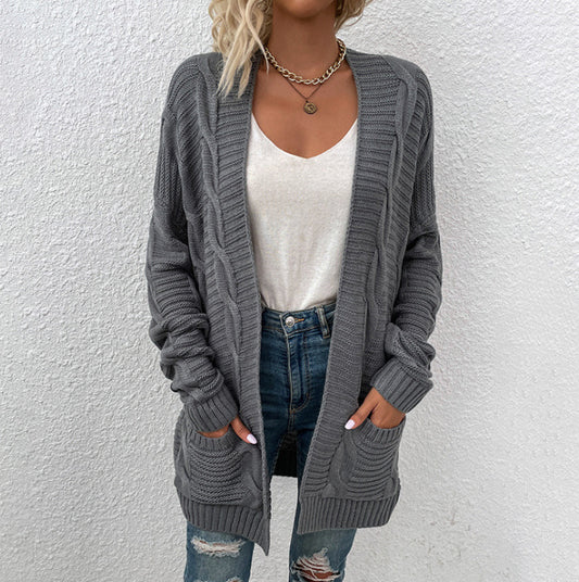 Cardigan en tricot épais pour femmes avec grandes poches et design structuré Chic und Stil