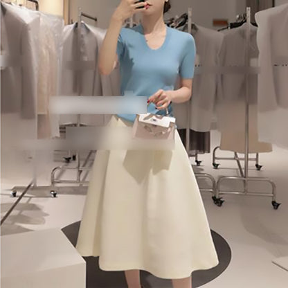 Asymmetrical A-line midi skirt for women with an elegant fluid Chic and Style