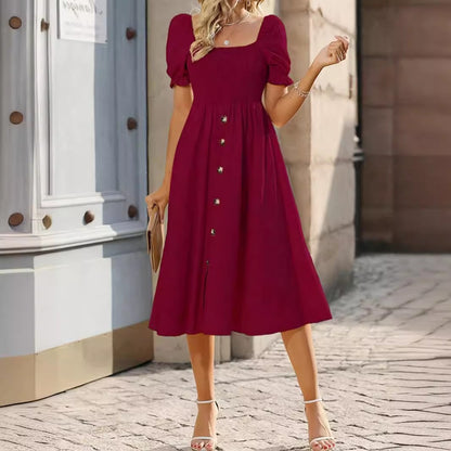 Robe midi à boutons sur le devant avec manches bouffantes Chic und Stil