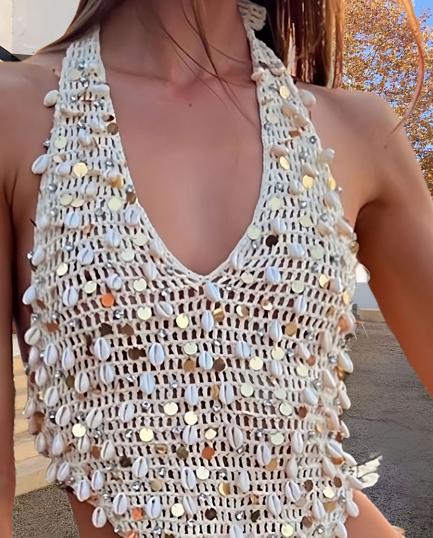 Crochet swimsuit set for women with shell details and trendy cut Chic und Stil