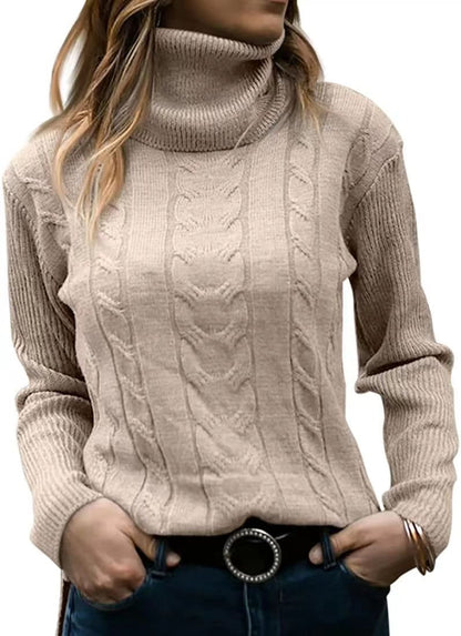 Pull en tricot pour femmes avec col montant et motif en relief à tresses Chic und Stil