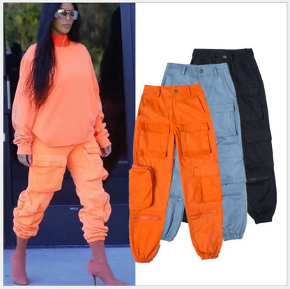 Chic and Style elastic waist cargo pants for women with trendy pockets