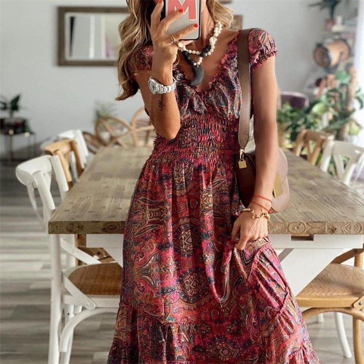 Femmes Robe Maxi Dos Rétro Chic und Stil