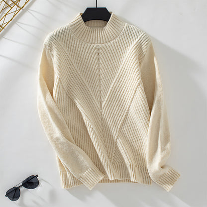 Pull en tricot à la mode pour femmes avec col montant et design en V Chic und Stil