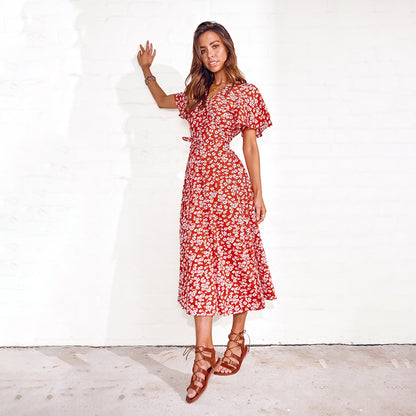Dames Robe Maxi Fleurie à Enveloppe Chic und Stil 1751507269