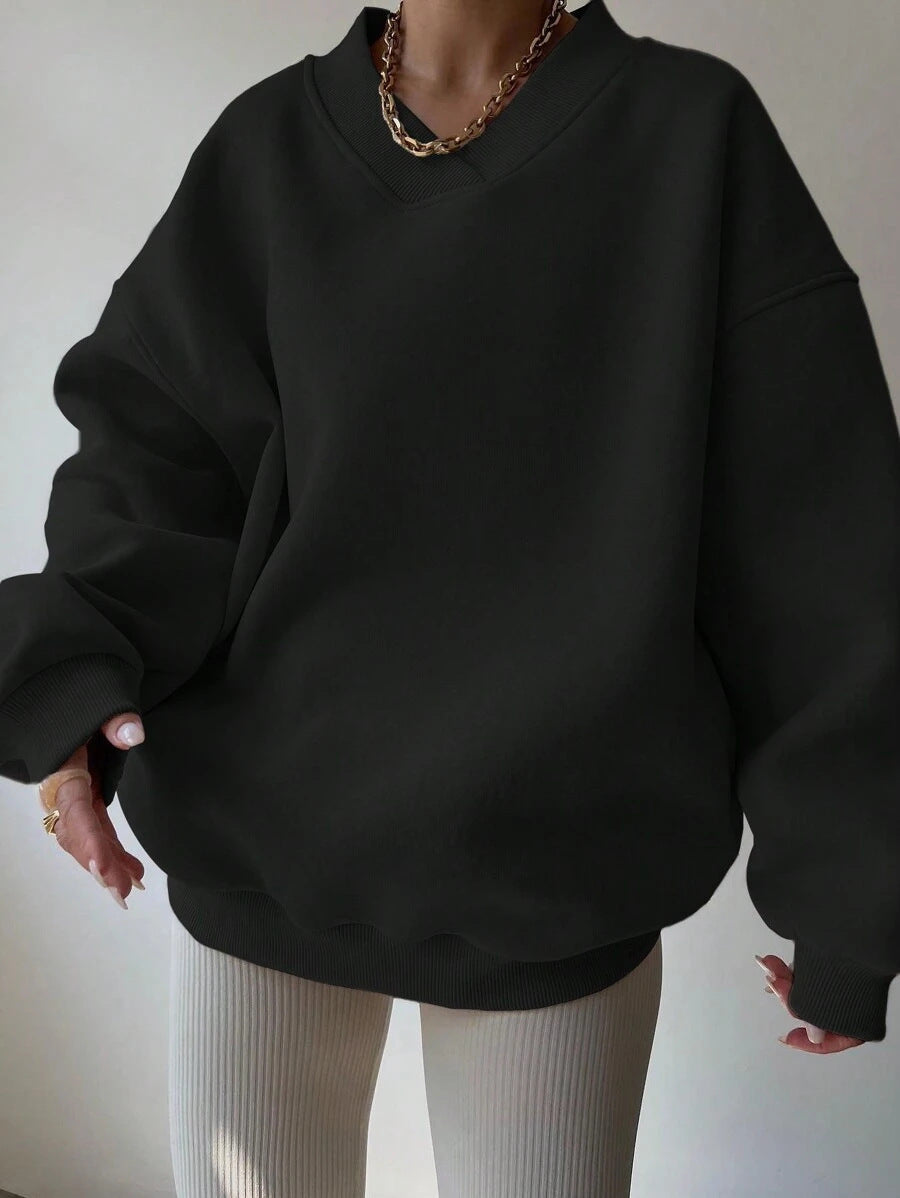 Femmes pull surdimensionné à col en V Chic und Stil