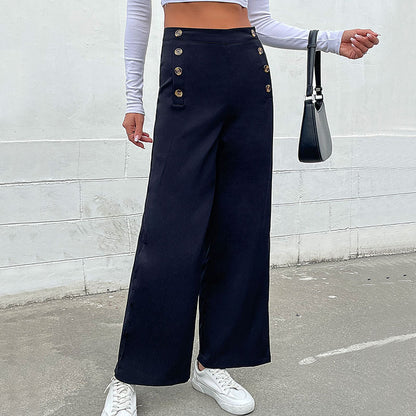 Pantalons amples cintrés pour femmes avec détails en bouton Chic und Stil