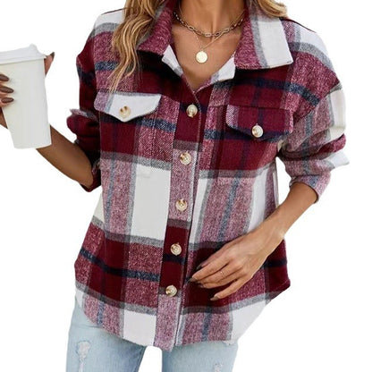 Dames Chemise en flanelle à carreaux avec boutonnière et poches Chic und Stil