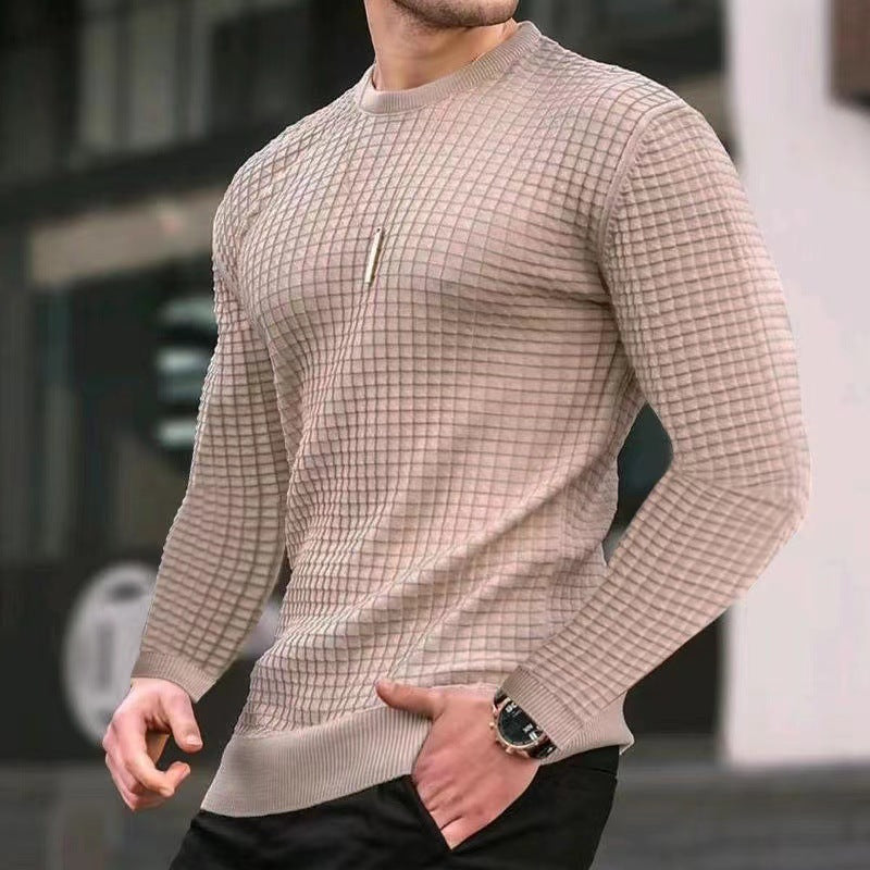 Pull élégant structuré pour hommes avec col rond et manches longues Chic und Stil