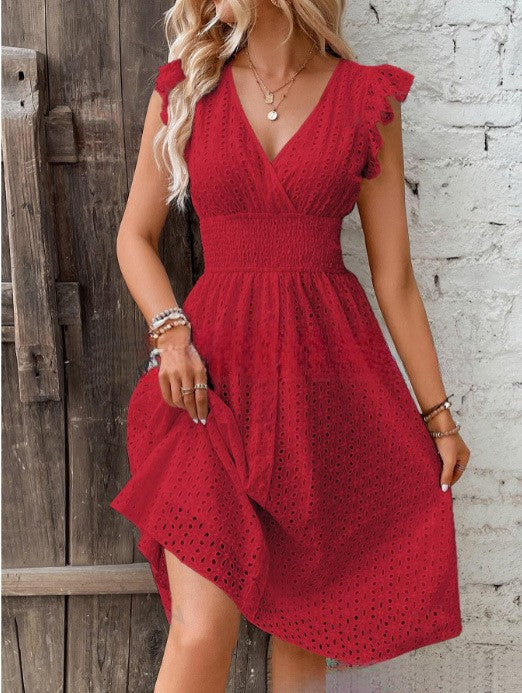 Women's Summer Ruffle Dress with Waffle Texture Chic und Stil