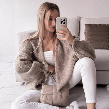 Cardigan en tricot décontracté pour femmes avec coupe oversize et manches volumineuses Chic und Stil