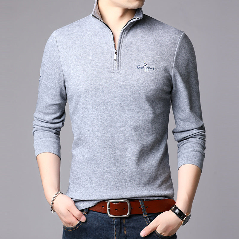 Men's high collar pullover with modern zipper and fine texture Chic und Stil