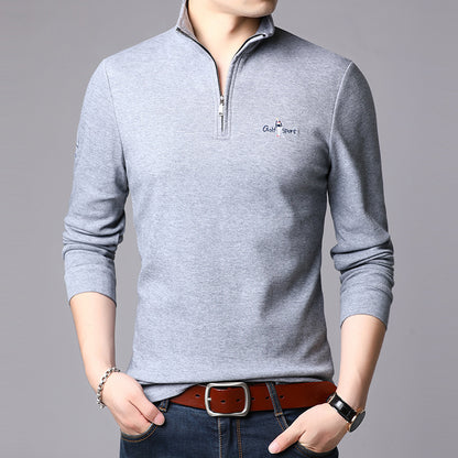 Men's high collar pullover with modern zipper and fine texture Chic und Stil