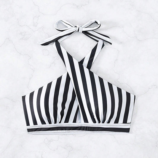 Dames Haut de bikini rayé à dos croisé Chic und Stil